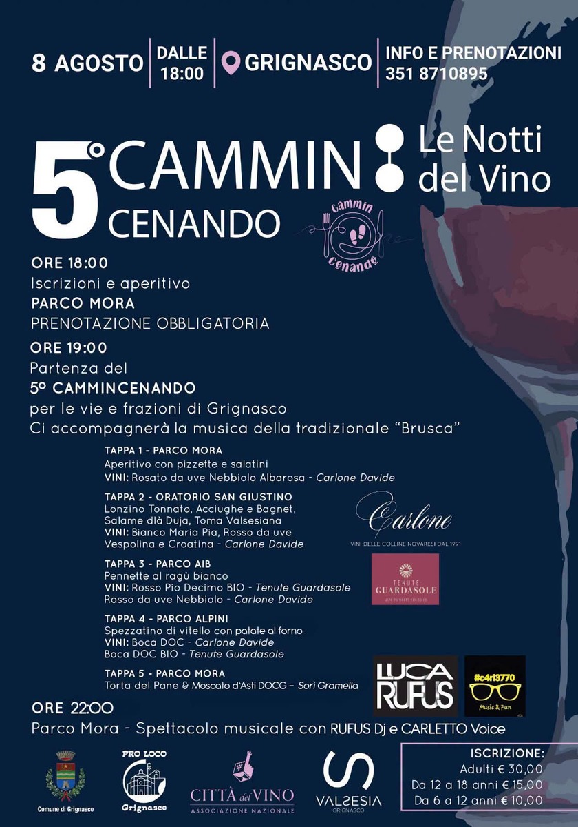 Grignasco, torna il Cammin Cenando con “Le Notti del Vino”