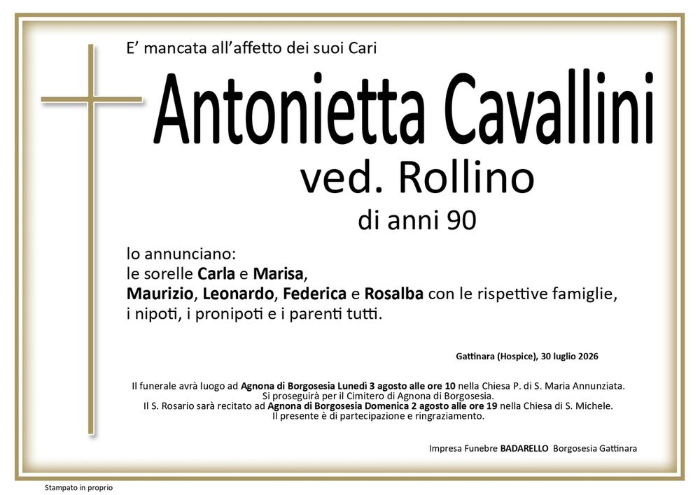 Antonietta Cavallini, ved. Rollino Antonietta Cavallini, ved. Rollino