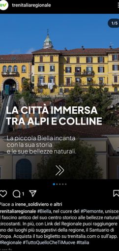 Trenitalia promuove Biella sulla sua pagina Instagram Trenitalia promuove Biella sulla sua pagina Instagram