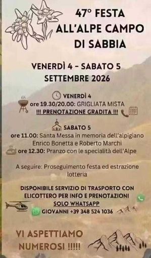 All’Alpe Campo di Sabbia due giorni di festa tra grigliata, memoria e sapori di montagna All’Alpe Campo di Sabbia due giorni di festa tra grigliata, memoria e sapori di montagna