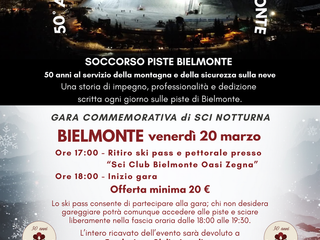 Bielmonte celebra i 50 anni del Soccorso Piste con una gara benefica in notturna