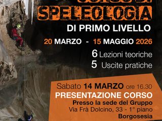 A Borgosesia la presentazione del l' "11° Corso di Speleologia di Primo Livello"