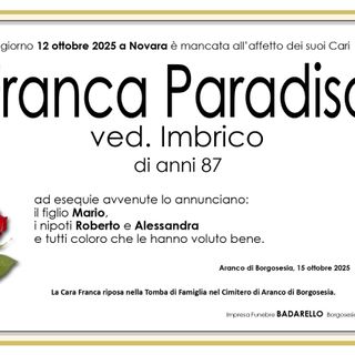 Franca Paradiso, ved. Imbrico