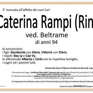 Caterina Rampi (Rina), ved. Beltrame