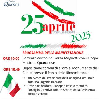 25 aprile, le commemorazioni a Quarona