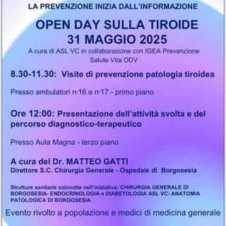 Salute della tiroide: Open Day informativo all'ospedale di Borgosesia