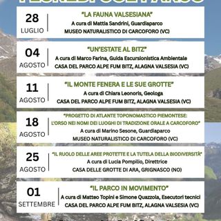 Carcoforo: “I Lunedì col Parco”: sei incontri per scoprire le Aree Protette della Valsesia