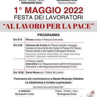 30 aprile e 1 maggio, conferenza e manifestazione a Romagnano Sesia