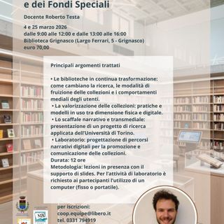 A Grignasco un corso per bibliotecari su collezioni e fondi speciali