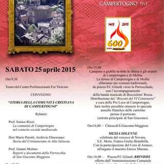 Il 25 Aprile 2015 iniziano i festeggiamenti per l’Anniversario dei 600 anni della fondazione della comunità di Campertogno
