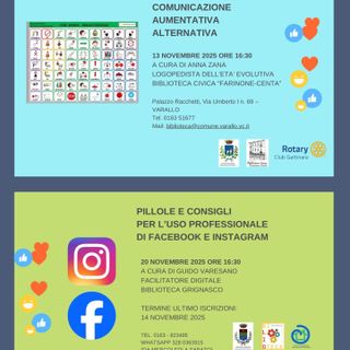 Nuovi linguaggi di comunicazione tra Varallo e Grignasco: CAA in biblioteca e “pillole” per usare Facebook e Instagram nel 2025 Nuovi linguaggi di comunicazione tra Varallo e Grignasco: CAA in biblioteca e “pillole” per usare Facebook e Instagram nel 2025