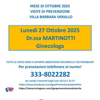 Varallo, visite di prevenzione con la dottoressa Martinotti a Villa Barbara