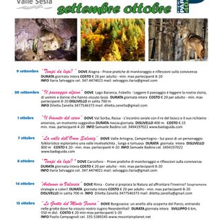 A settembre e ottobre le attività nei parchi della Valle del Sesia