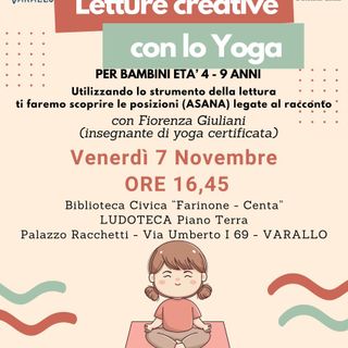 Varallo, in Biblioteca “Letture creative con lo yoga” per bimbi 4–9 anni – 7 novembre 2025