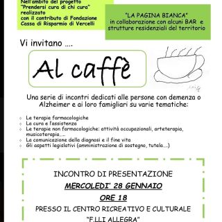 Borgosesia, parte “Al caffè”: incontri e supporto per persone con demenza e Alzheimer e i loro familiari