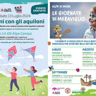 Alpe di Mera in festa: &quot;Bambini con gli aquiloni&quot; per volare con la fantasia.