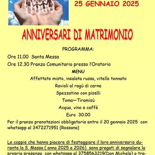 Quarona, la Parrocchia di Sant’Antonio Abate celebra gli anniversari di matrimonio