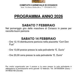 A Civiasco torna il “Carlavêe”: maschere in paese e due giornate dedicate alla Paniccia