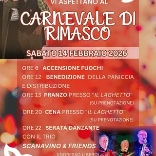 Rimasco, torna il Carnevale con Durcöt e Durcotta: fuochi, Paniccia e serata danzante
