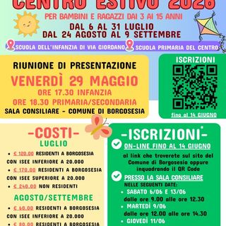 Borgosesia, centro estivo 2026 per bambini e ragazzi dai 3 ai 15 anni