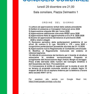 Lozzolo, convocato il Consiglio comunale del 29 dicembre: bilancio, IMU e regolamento di contabilità all’ordine del giorno