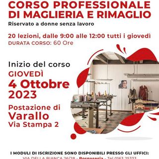 Corso professionale di maglieria e rimaglio per donne senza lavoro