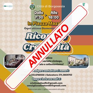 Borgosesia, annullato il mercatino “Ricordi e Creatività” previsto per domenica