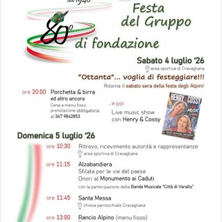 Cravagliana e Sabbia celebrano gli 80 anni del Gruppo Alpini