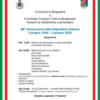 Borgosesia celebra l’80° anniversario della Repubblica Italiana
