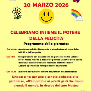 Roasio celebra la “Giornata della Felicità”: il 20 marzo un evento tra gentilezza, empatia e memoria