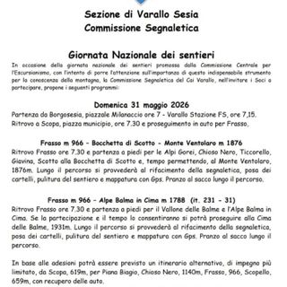 Giornata Nazionale dei Sentieri, il CAI Varallo propone due itinerari in alta Valsesia