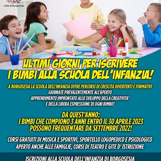 Borgosesia: Ultimi giorni per le iscrizioni alla scuola dell'infanzia