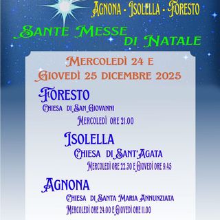 Le Sante Messe di Natale nelle comunità di Agnona, Isolella e Foresto