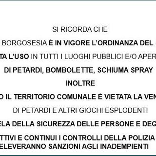 Borgosesia, ordinanza in vigore: stop a petardi, bombolette e schiuma spray nei luoghi pubblici