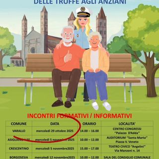 Varallo, primo incontro della campagna contro le truffe agli anziani promosso dalla Polizia Locale di Vercelli