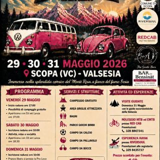 Scopa ospita il “Pink Mountain VW Meeting”: tre giorni tra motori, turismo e Valsesia