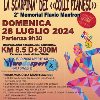 Torna la “Scarpina’ dei Colli Pianesi”  2° memorial Flavio Manfron