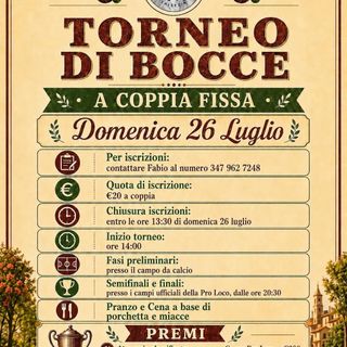 Scopa, domenica 26 luglio torna il torneo di bocce della Pro Loco