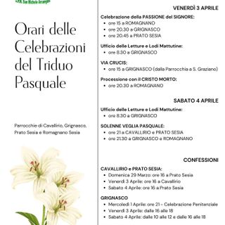 Triduo Pasquale, ecco gli orari delle celebrazioni tra Cavallirio, Grignasco, Prato Sesia e Romagnano