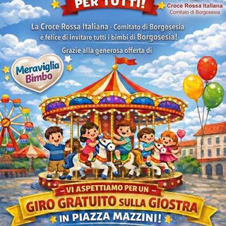 Borgosesia, un giro in giostra gratuito per i bambini: iniziativa della Croce Rossa in Piazza Mazzini