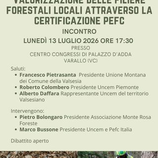 A Varallo un incontro sulla valorizzazione delle filiere forestali locali