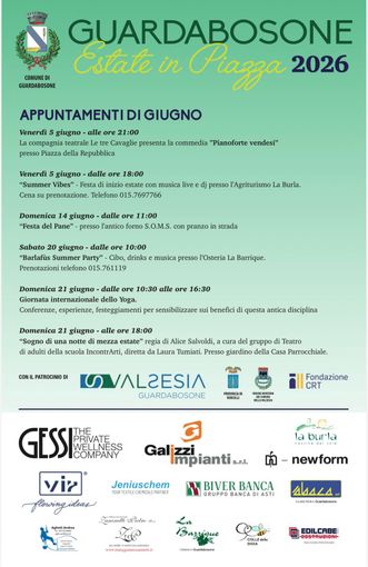 Guardabosone, giugno porta l’estate in piazza tra teatro, musica e festa