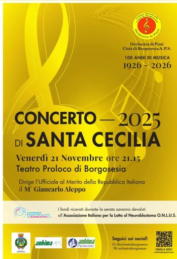Borgosesia celebra Santa Cecilia con il concerto dell’Orchestra di Fiati: musica e solidarietà al Teatro Pro Loco