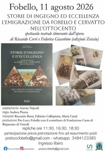 Fobello, oggi lo spettacolo itinerante sulle storie di emigrazione da Fobello e Cervatto
