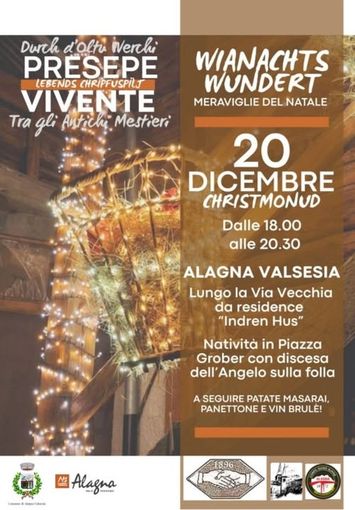 Alagna Valsesia, il 20 dicembre torna il Presepe Vivente tra gli Antichi Mestieri: luci, tradizioni e magia del Natale