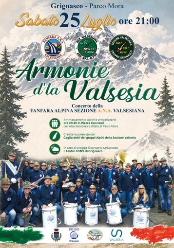 Grignasco, “Armonie d’la Valsesia”: al Parco Mora il concerto della Fanfara Alpina