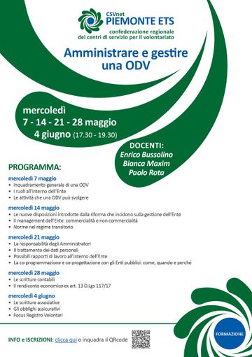 "Amministrare e gestire una ODV": un corso gratuito dedicato agli operatori del Terzo Settore. "Amministrare e gestire una ODV": un corso gratuito dedicato agli operatori del Terzo Settore.