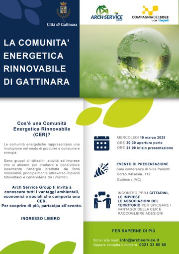 A Gattinara una serata informativa sulla Comunità Energetica Rinnovabile (CER) A Gattinara una serata informativa sulla Comunità Energetica Rinnovabile (CER)
