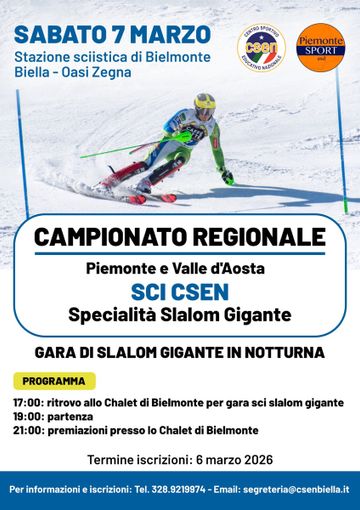 CSEN Biella, a Bielmonte lo Slalom Gigante in Notturna