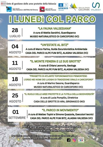 Carcoforo: “I Lunedì col Parco”: sei incontri per scoprire le Aree Protette della Valsesia